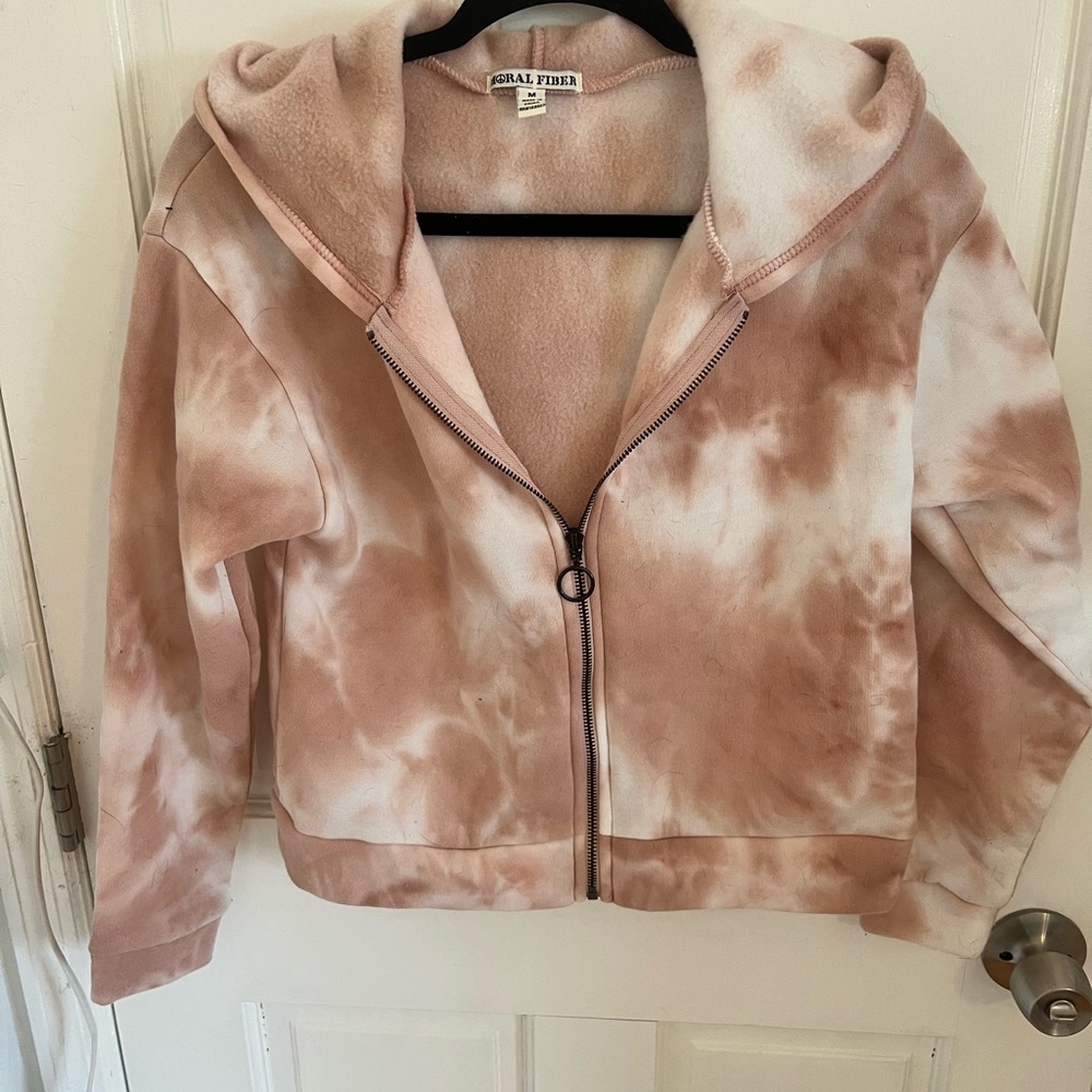 Moral Fiber Pink and Cream Teddy Jacket